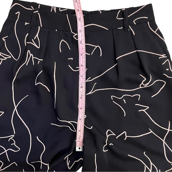 Babaton Pants Fox Print Sz 2 Black Tan Classic Baggy Fit‎ Tapered Leg Aritzia - Picture 12 of 16